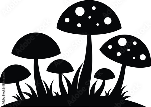 mushrooms silhouette vector illustration, mushrooms icon clip art