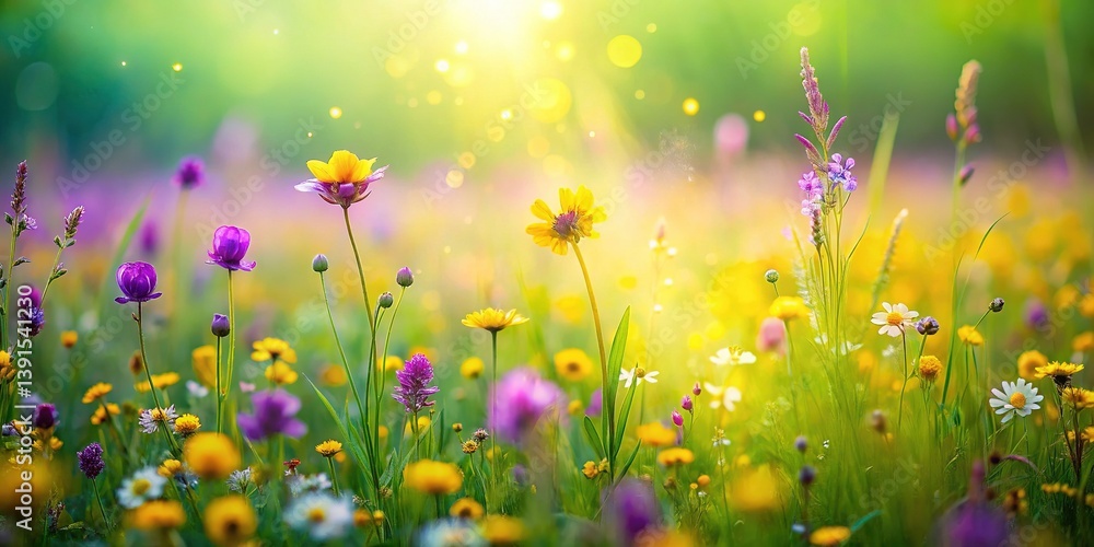 Vibrant Wildflower Meadow: Close-up of Blossoming Summer Flowers Vibrant Wildflower Meadow: Close-up of Blossoming Summer Flowers