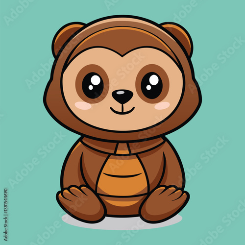 Adorable Sloth Cartoon Character Sitting Vector Illustration For Kids Design