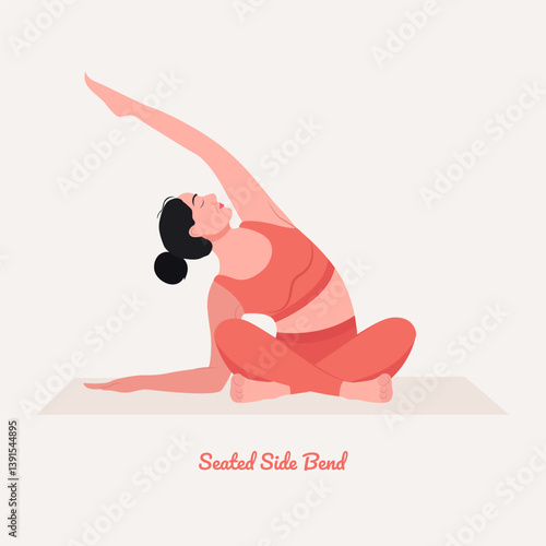 Seated Side Bend pose. Young woman practicing Yoga pose. Woman workout fitness, aerobic and exercise