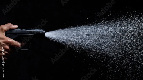 High-pressure water spray from a hand-held device