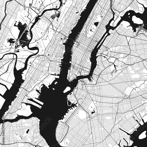 New York City, USA vector map with beach, highways and streets