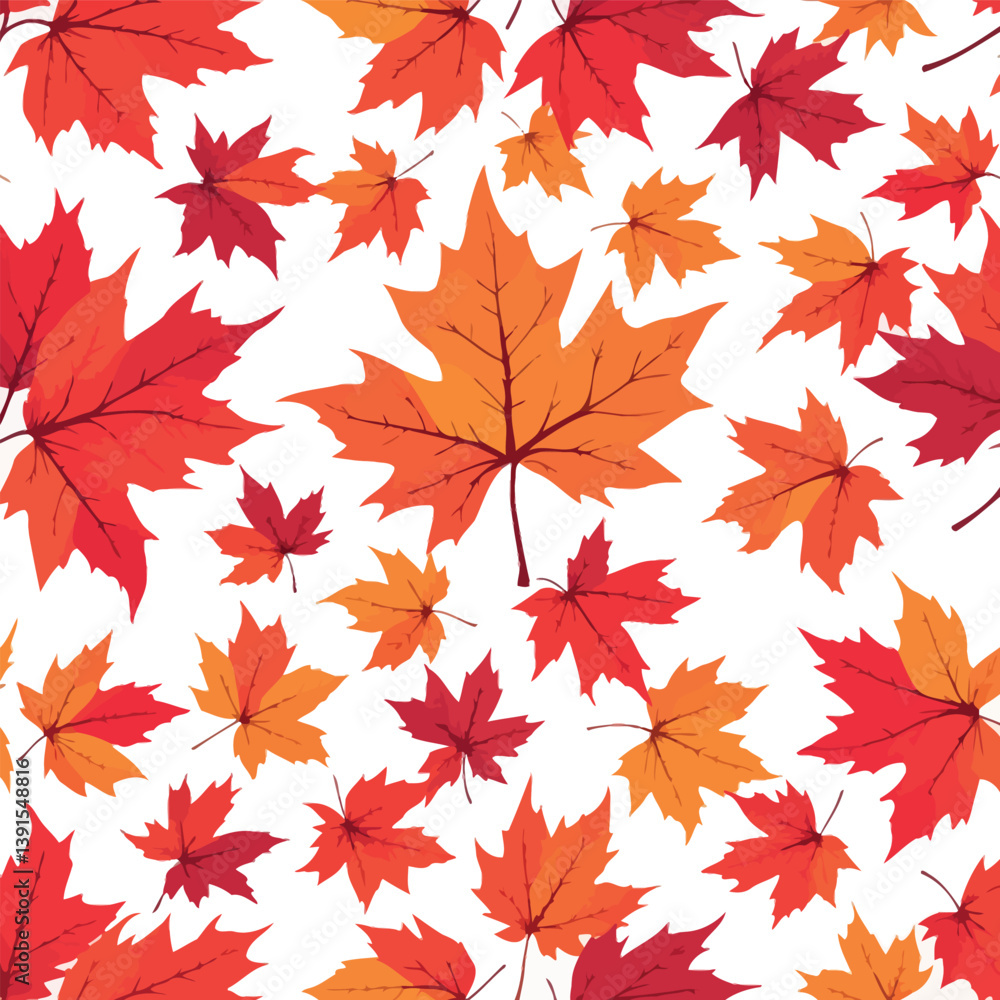 Vsai seamless pattern of colorful maple leaves falling down on white background Vsai seamless pattern of colorful maple leaves falling down on white background
