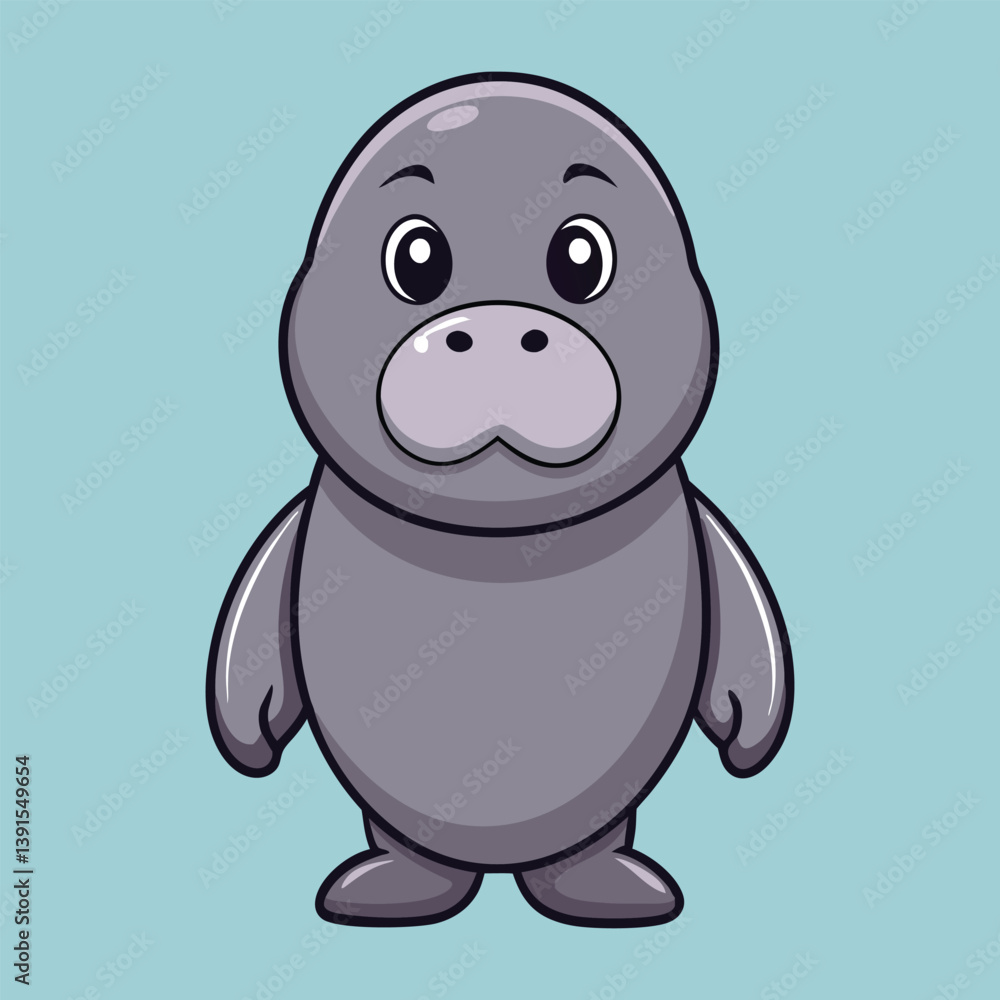 Cute Cartoon Manatee Illustration Adorable Sea Cow Smiling Character Design Vector Art Cute Cartoon Manatee Illustration Adorable Sea Cow Smiling Character Design Vector Art