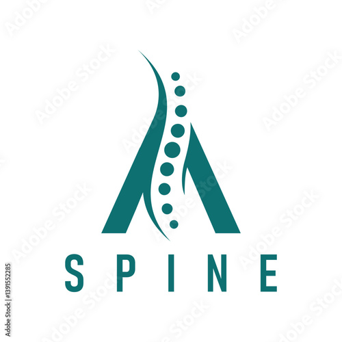 Simple Letter A Design with Spine Icon Symbol Minimalist Vector Illustration for Healthcare or Chiropractic Clinic Logo