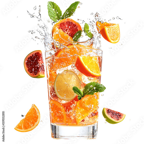 Citrus drink with orange and grapefruit refreshment isolated on transparent  background png
