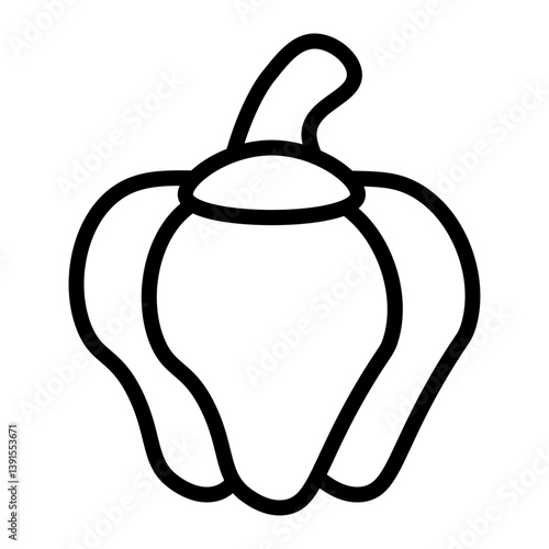 Bell Pepper Vector Line Icon Design