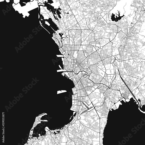 Manila, Filipina vector map with beach, highways and streets