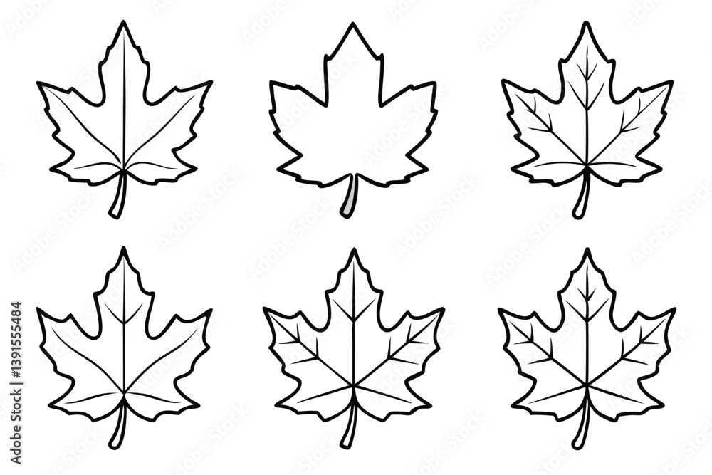 Maple Leaf Line Art Elegant Design for Nature Illustration Artwork Maple Leaf Line Art Elegant Design for Nature Illustration Artwork