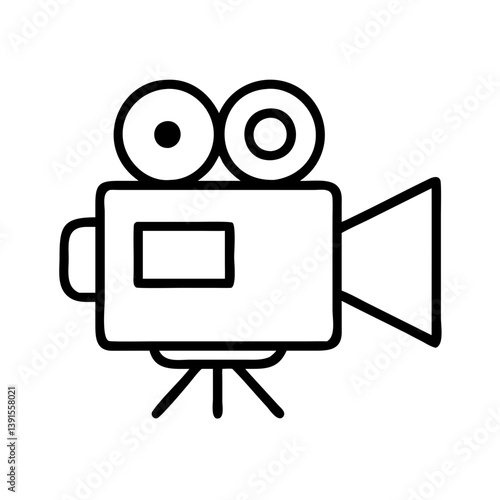 Vintage movie camera icon vector illustration for film production and video recording content creation design