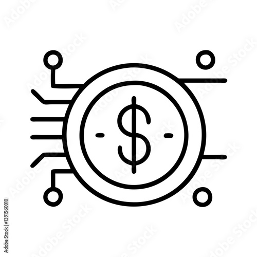 Digital currency icon vector illustration for cryptocurrency and fintech solutions and blockchain technology
