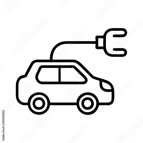 Electric vehicle charging icon ev car plug in station renewable energy transport eco friendly automobile 