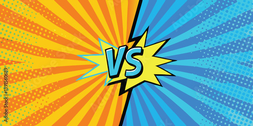 Comic Book Style Versus Battle Background Orange Blue Pop Art