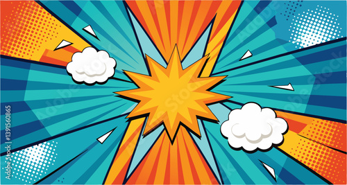 Dynamic Comic Book Explosion Background Design Elements