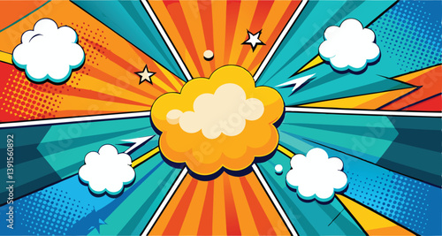 Vibrant Comic Book Explosion Dynamic Pop Art Design Background