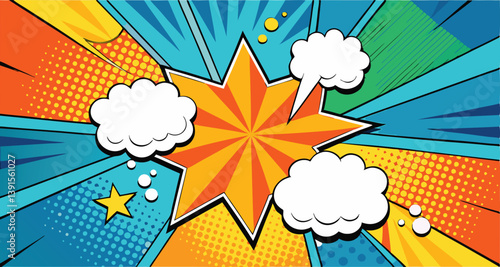 Vibrant Comic Book Style Background with Speech Bubbles