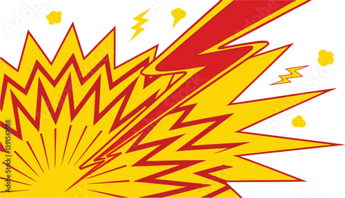 Comic Book Explosion, Yellow Red Energy, Dynamic Burst, Power Flash
