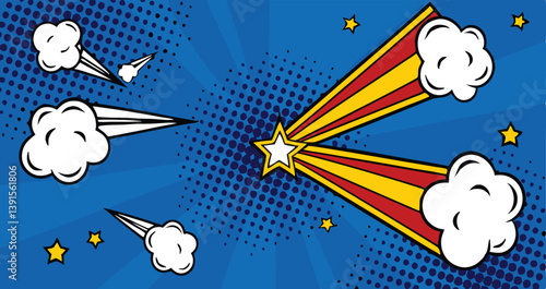 Dynamic Pop Art Comic Book Background with Shooting Stars
