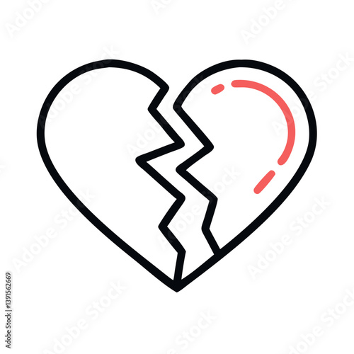 Broken Heart Icon Representing Sadness or Relationship Icon Design