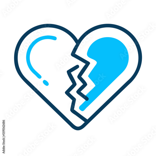 Broken Heart Icon Representing Sadness or Relationship Icon Design