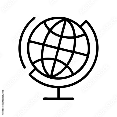 Globe vector icon earth geography world map global travel education school outline illustration graphic design 