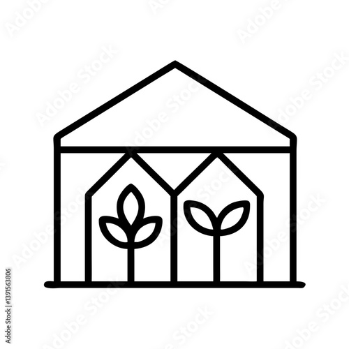 Greenhouse plants growing concept for agriculture and farming vector illustration line art style design
