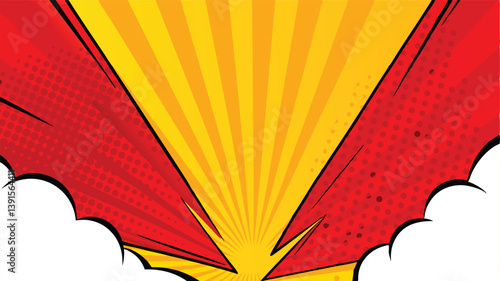 Comic Book Style Explosion Background Red Yellow Rays Burst