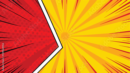 Dynamic Comic Book Style Background Red, Yellow, Radial Design