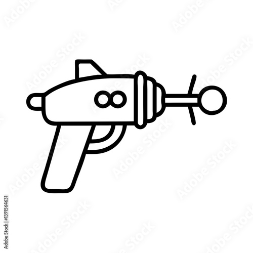 Vector ray gun blaster toy for space adventures and science fiction games outline illustration clip art