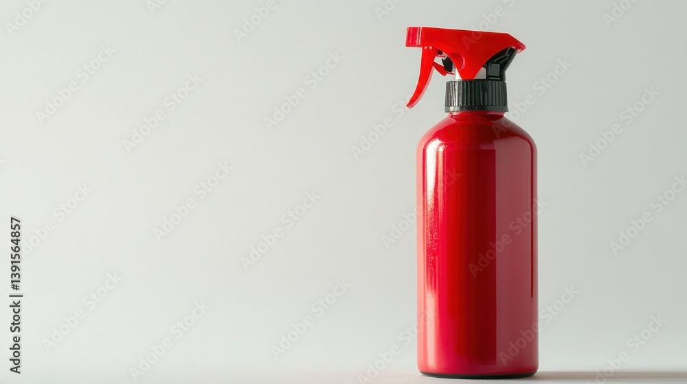 Obraz premium Red spray bottle on a plain background