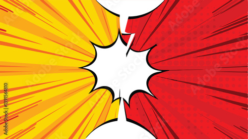 Comic Book Style Clash Red vs Yellow Power Explosion Speech Bubbles