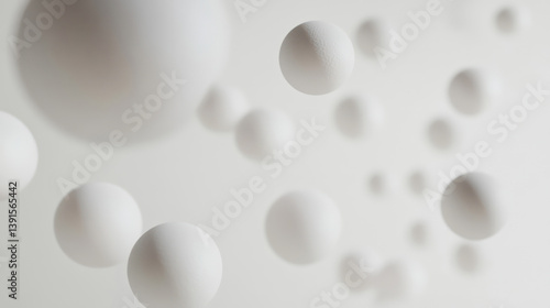 Wallpaper Mural Floating White Spheres By Generated AI Torontodigital.ca