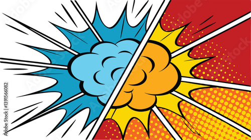 Comic Book Explosion, Pop Art, Dynamic, Colorful, Blast, Action, Retro, Graphic, Design, Style