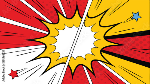 Dynamic Comic Book Explosion, Red Yellow Speech Bubbles
