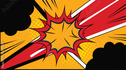 Dynamic Comic Book Explosion Background, Pop Art Style