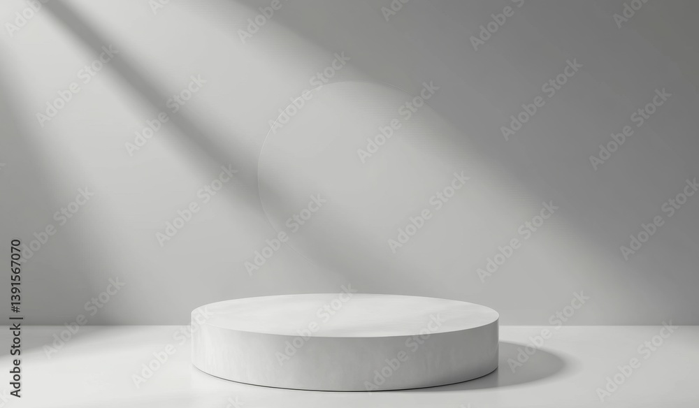 Empty white pedestal, spotlight, minimalist Empty white pedestal, spotlight, minimalist