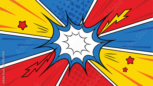Comic Book Pop Art Explosion Dynamic Action Scene Background