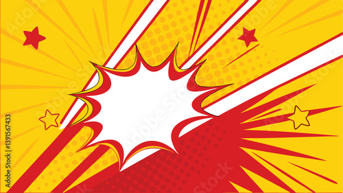 Dynamic Comic Book Style Background Red Yellow Stars Speech