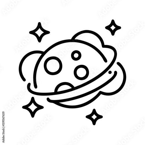 Planet with rings and stars vector illustration for astronomy science and space exploration design concept
