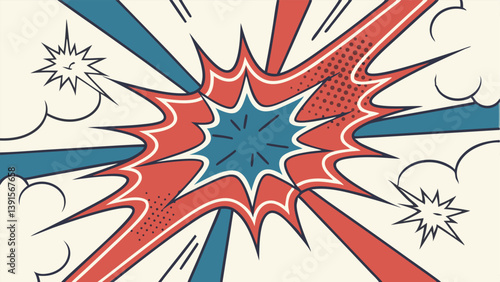 Retro Comic Book Explosion Pop Art Style Blast Design