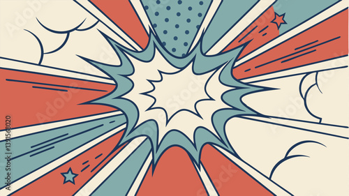 Retro Comic Book Explosion Background Design Elements