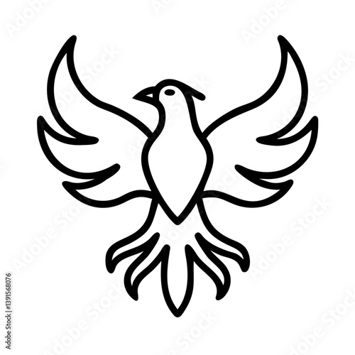 Phoenix bird logo design vector illustration mythical firebird rebirth symbol graphic tattoo emblem silhouette art