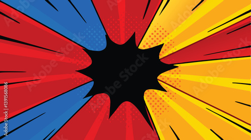 Comic Book Pop Art Explosion Background Red Blue Yellow