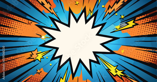 Dynamic Comic Book Blast Speech Bubble Pop Art Background Design