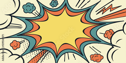Retro Comic Book Explosion Pop Art Design Graphic Background