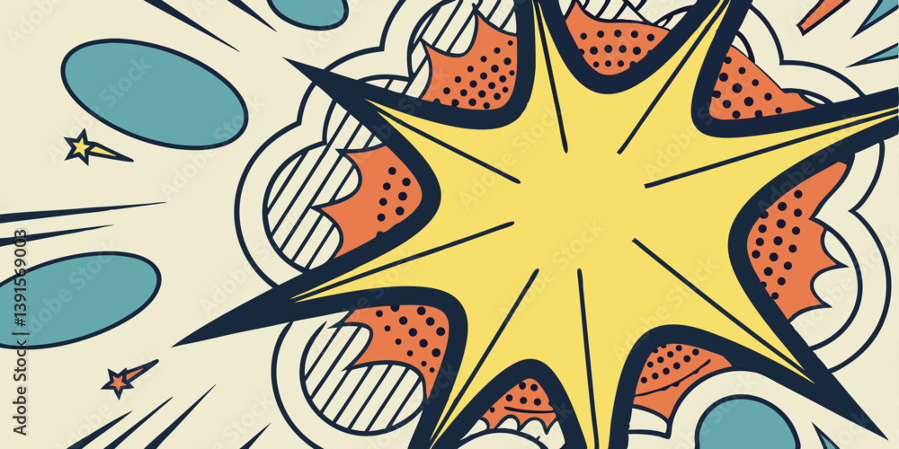 Obraz premium Retro Comic Book Explosion Pop Art Starburst Design