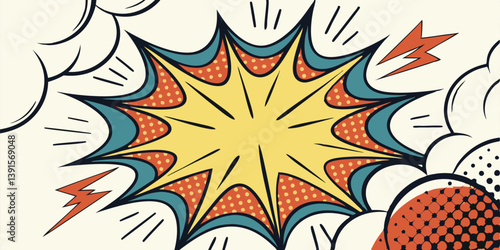 Retro Pop Art Comic Book Explosion Design Element