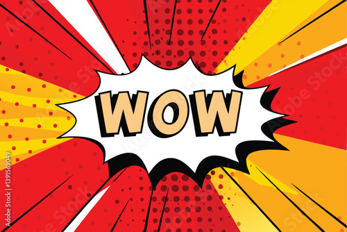Comic Book Wow Speech Bubble Red Yellow Burst Design