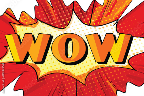 Comic Book Wow Explosion, Pop Art Style, Red and Yellow