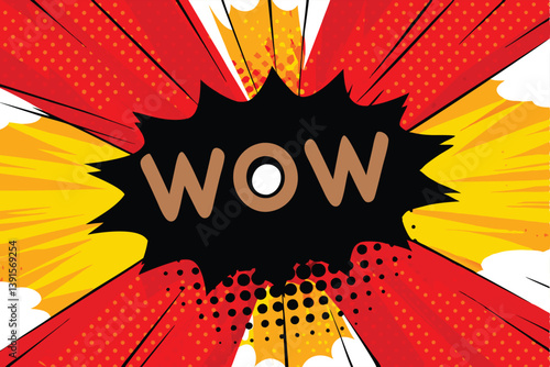 Comic Book Wow Explosion Red Yellow Graphic Design